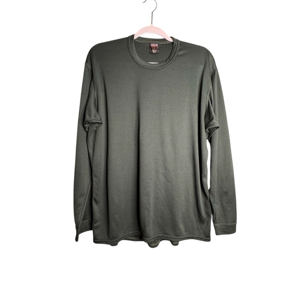Patagonia USA Vintage Capilene Baselayer Dark Green Long Sleeve Shirt Sz L C30